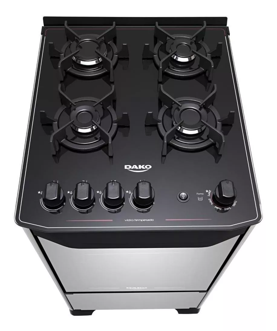Fogão de pé Dako Magister Style 4Q a gás/elétrico 4 queimadores preto porta cega 60L - Imagem 5